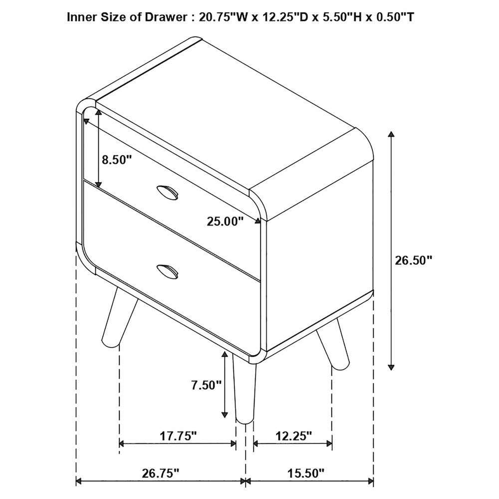 Robyn 2-drawer Nightstand Dark Walnut. Picture 14