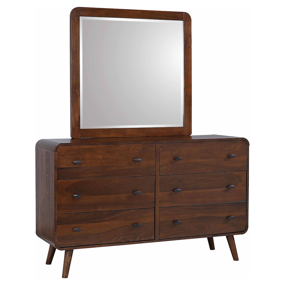 Robyn 6-drawer Dresser with Mirror Dark Walnut. Picture 1