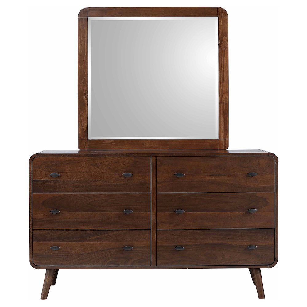 Robyn 6-drawer Dresser with Mirror Dark Walnut. Picture 3