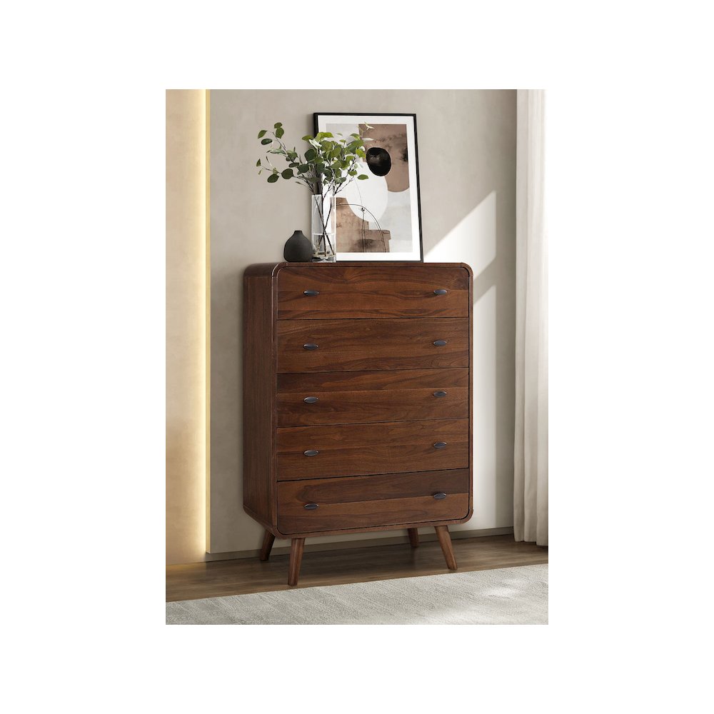 Robyn 5-drawer Bedroom Chest Dark Walnut. Picture 10
