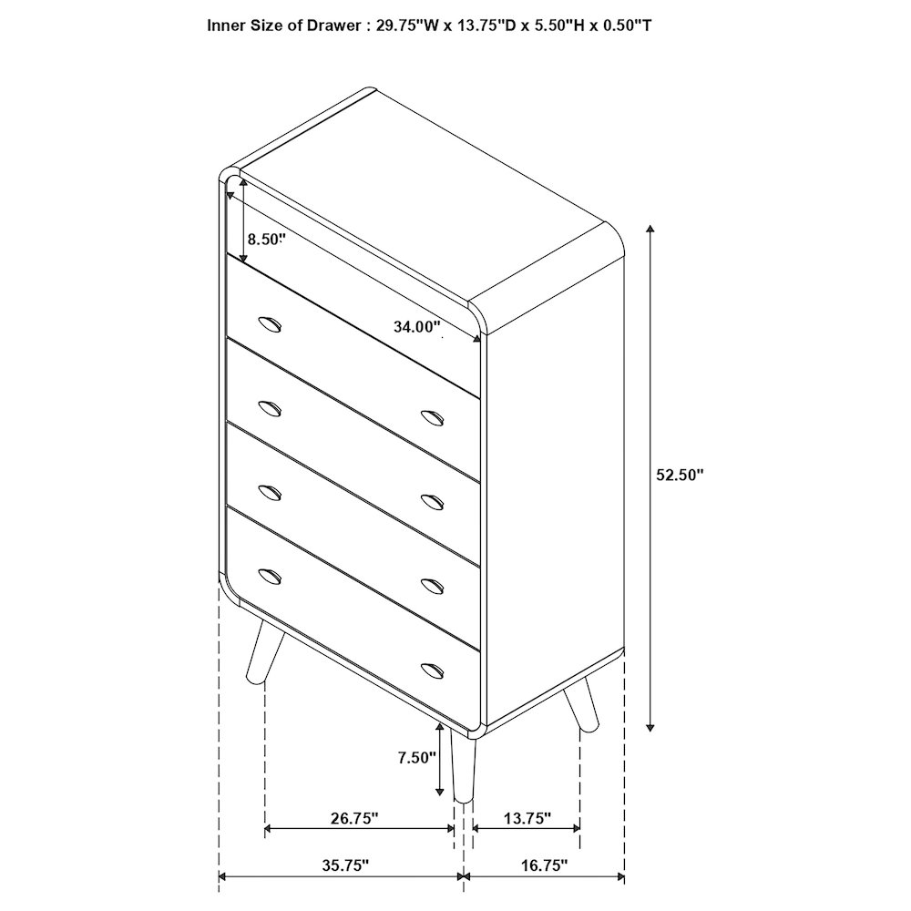 Robyn 5-drawer Bedroom Chest Dark Walnut. Picture 13