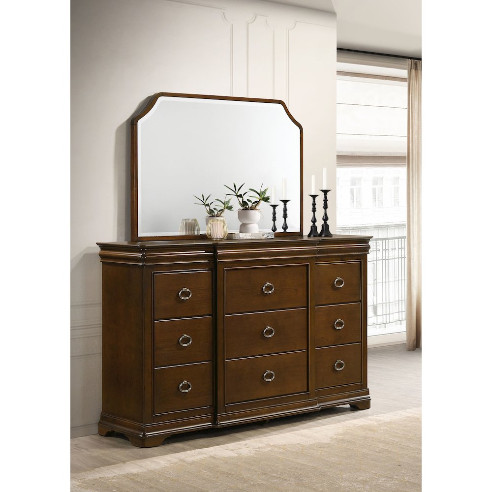 Garland 11-drawer Bedroom Dresser with Mirror Brown Cherry. Picture 2