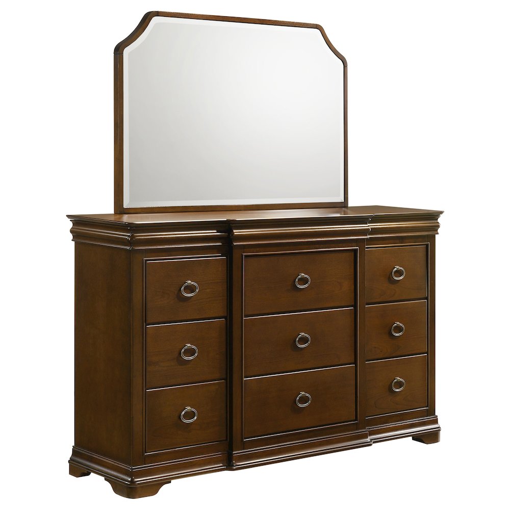 Garland 11-drawer Bedroom Dresser with Mirror Brown Cherry. Picture 1