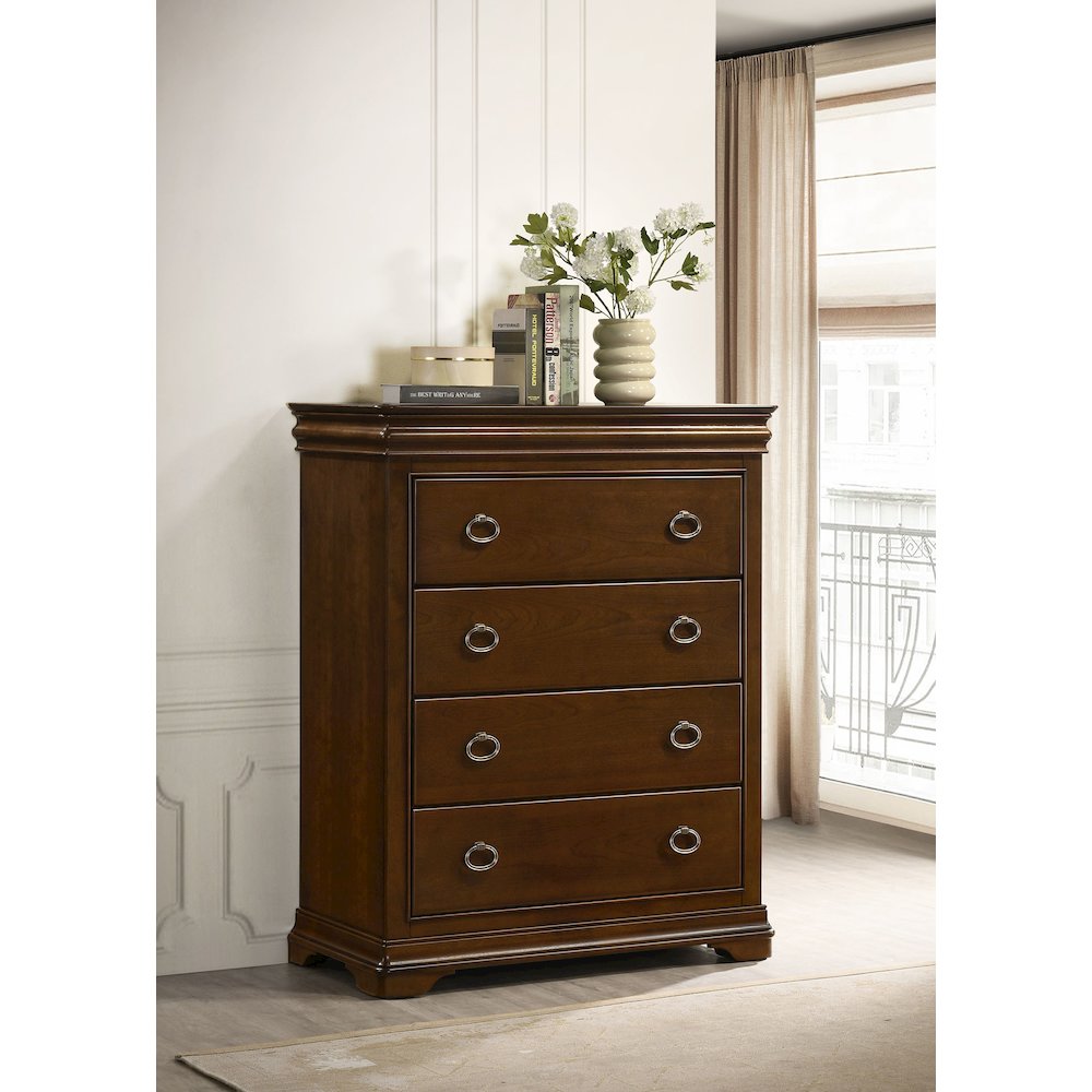 Garland 4-drawer Bedroom Chest of Drawers Brown Cherry. Picture 2