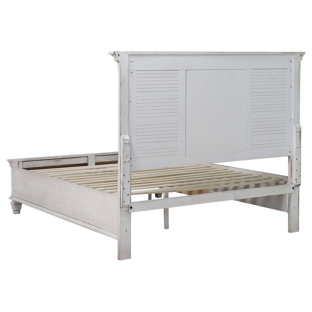 Franco Wood Queen Storage Panel Bed Distressed White. Picture 5