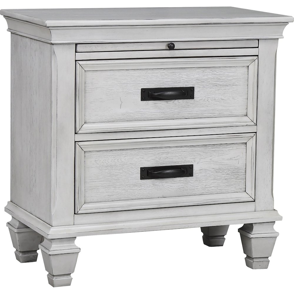 Franco 2-drawer Nightstand Distressed White. Picture 1