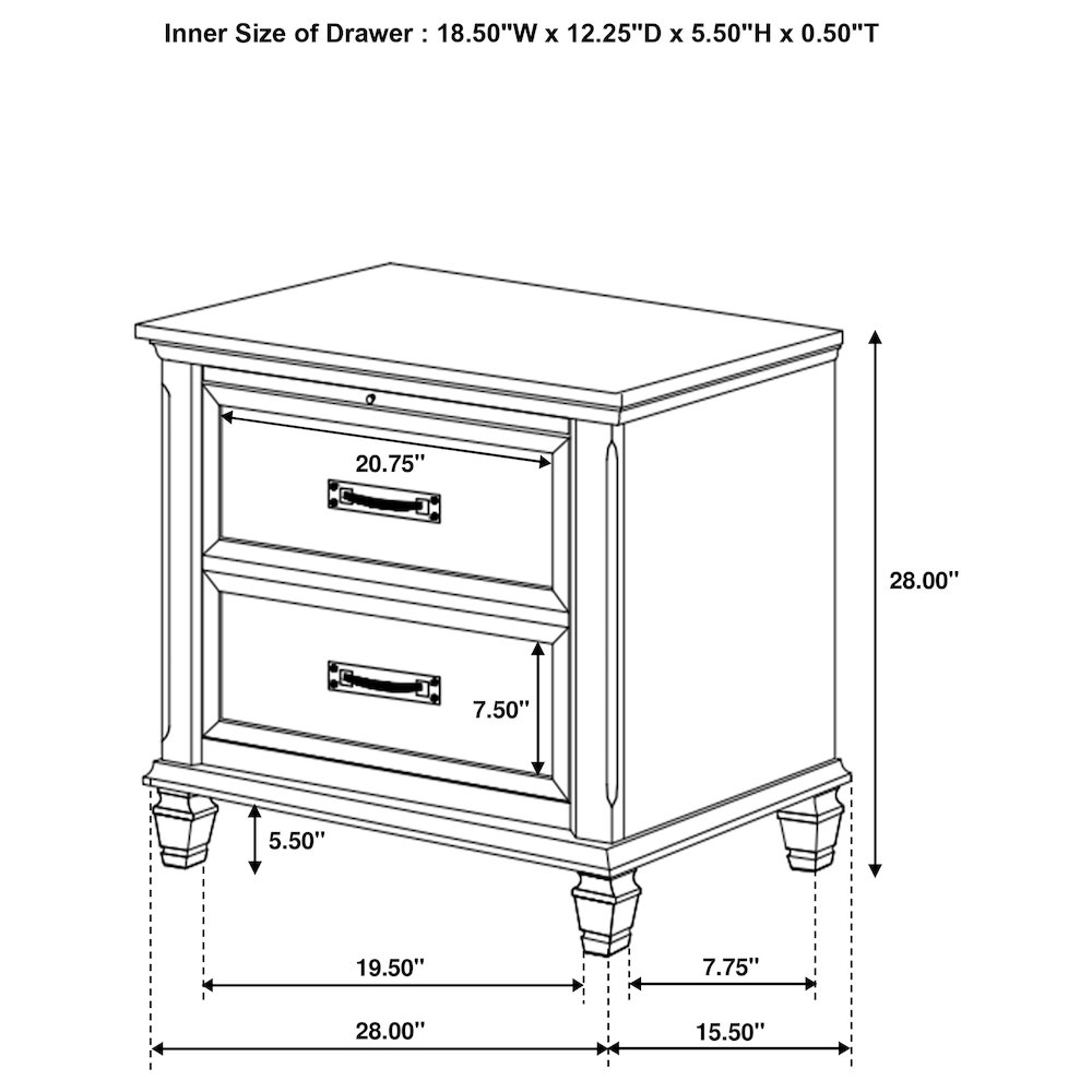 Franco 2-drawer Nightstand Distressed White. Picture 6
