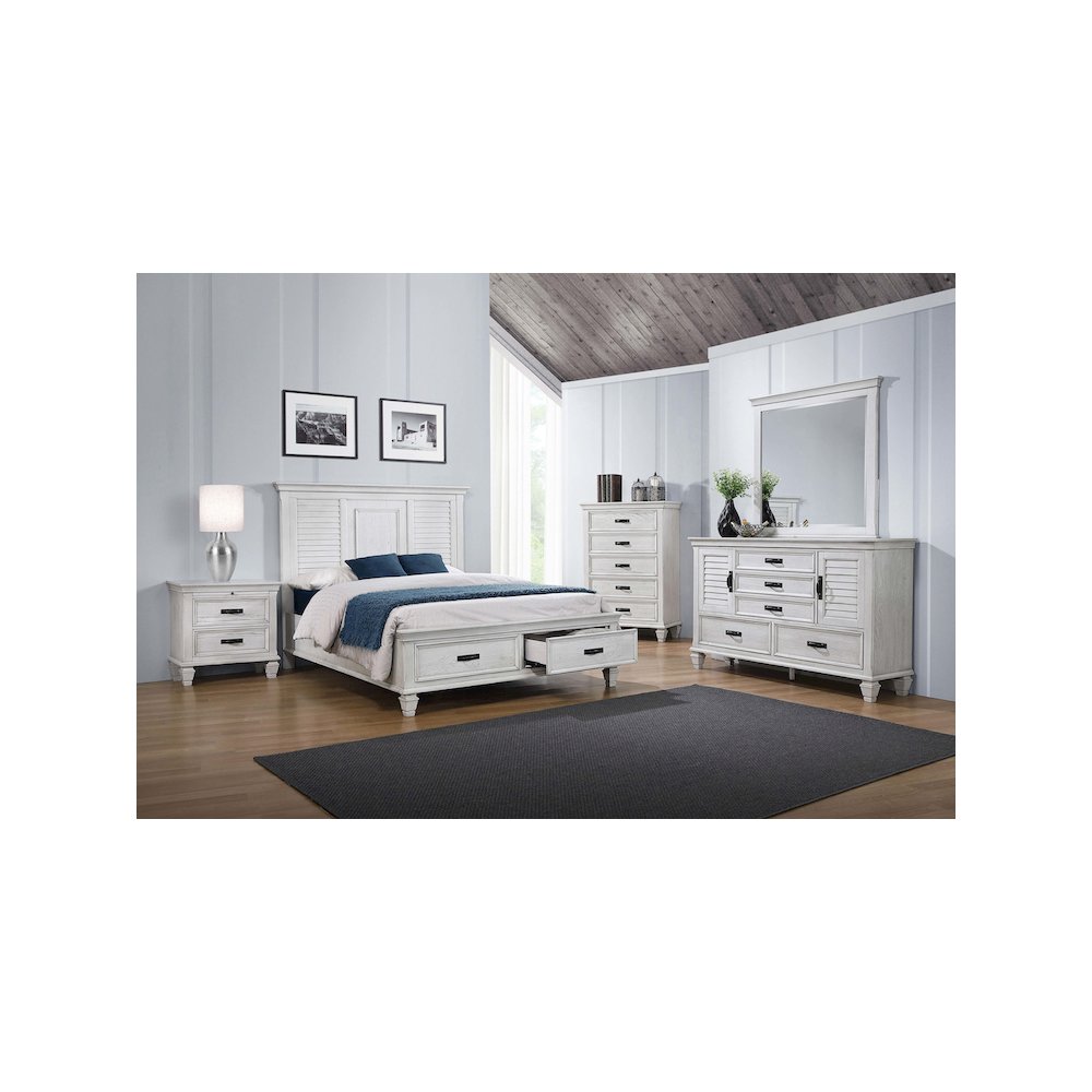 Franco 2-drawer Nightstand Distressed White. Picture 5