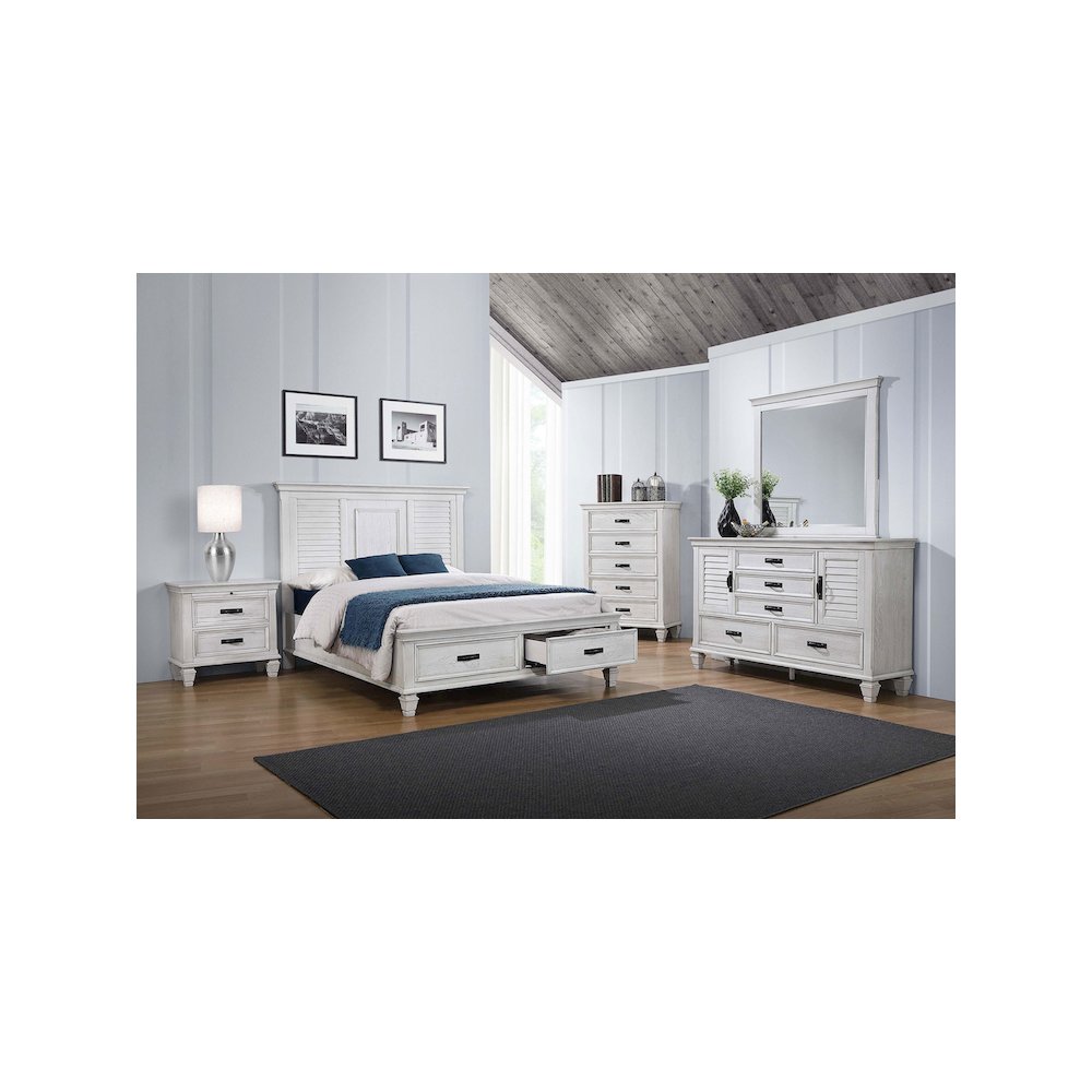 Franco 5-drawer Dresser Distressed White. Picture 5