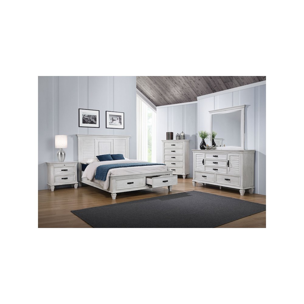 Franco 5-drawer Bedroom Chest Distressed White. Picture 5