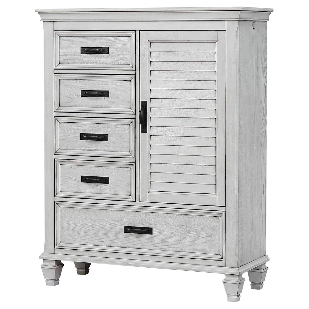 Franco 5-drawer Door Chest Distressed White. Picture 1