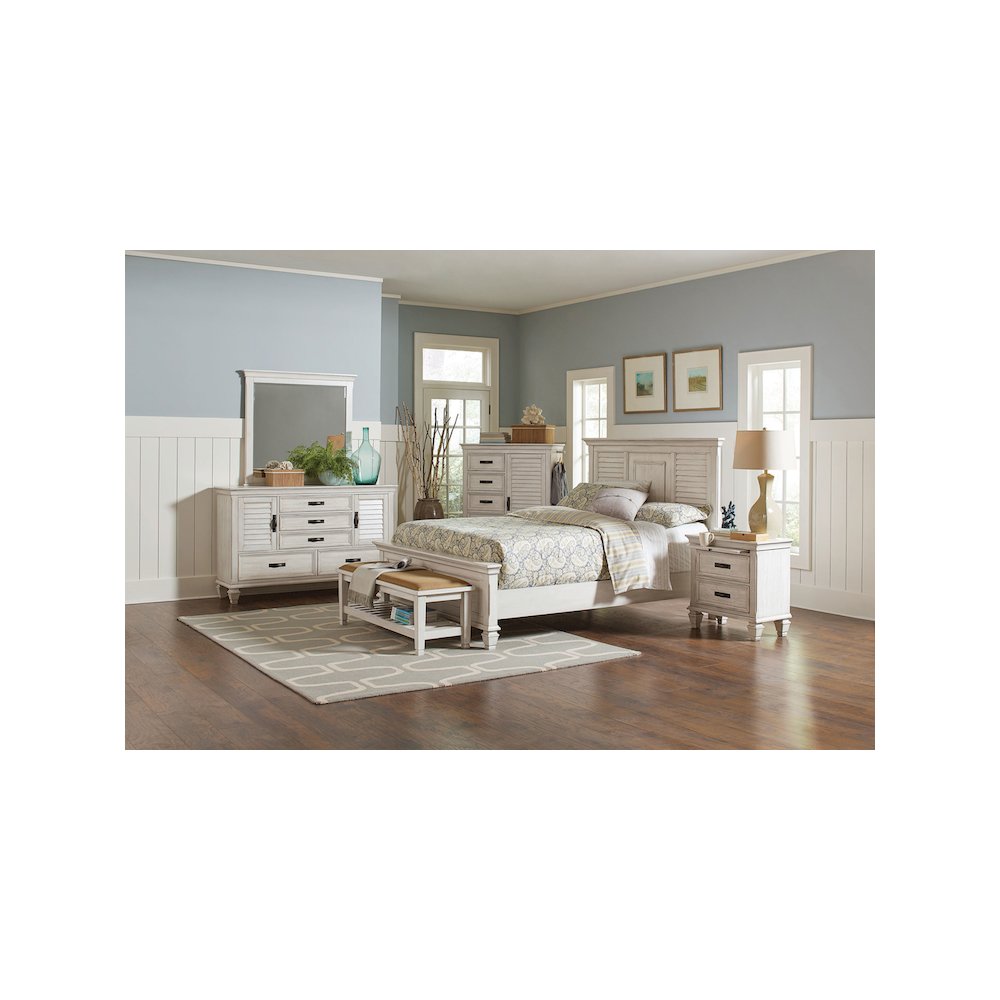 Franco 5-drawer Door Chest Distressed White. Picture 5