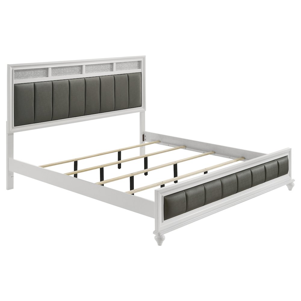 Barzini Wood Eastern King Panel Bed White. Picture 1