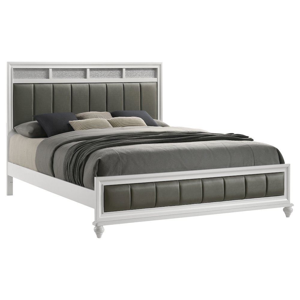 Barzini Wood Eastern King Panel Bed White. Picture 3