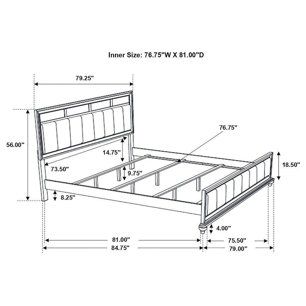 Barzini Wood Eastern King Panel Bed White. Picture 11