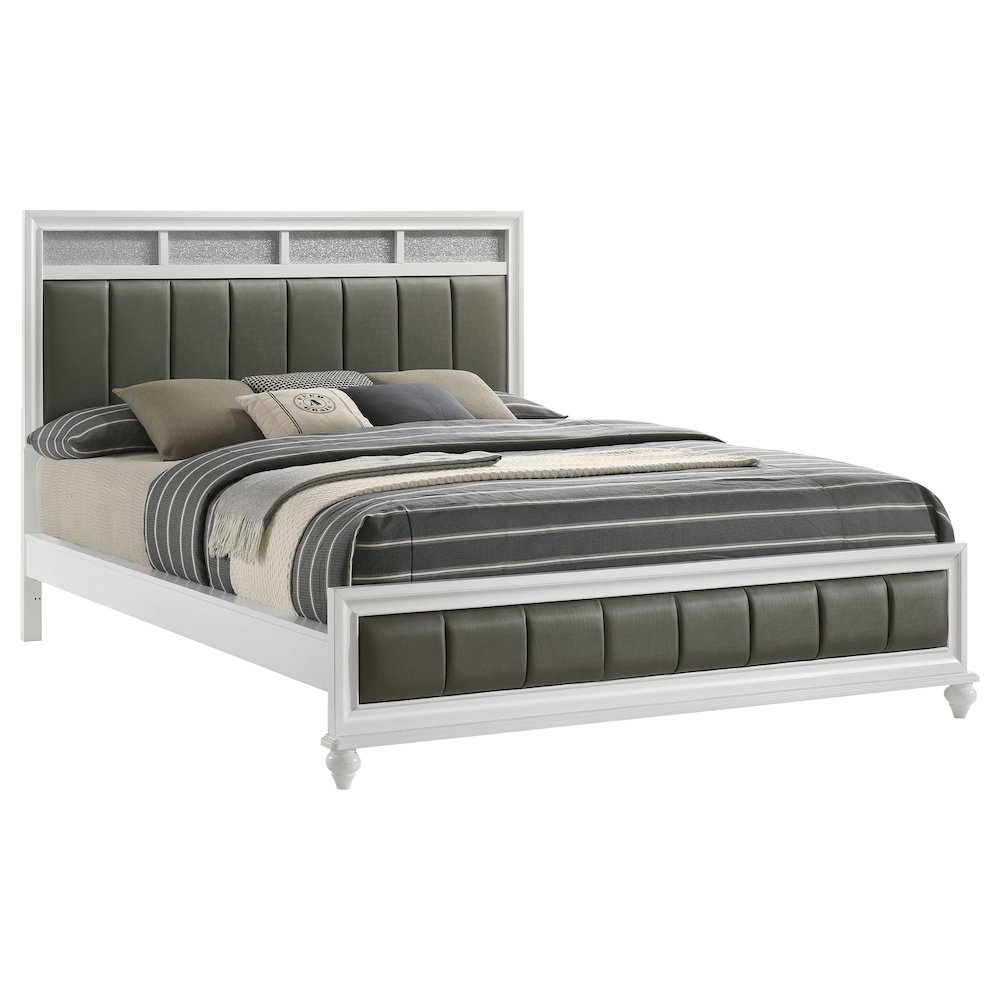 Barzini Wood California King Panel Bed White. Picture 3