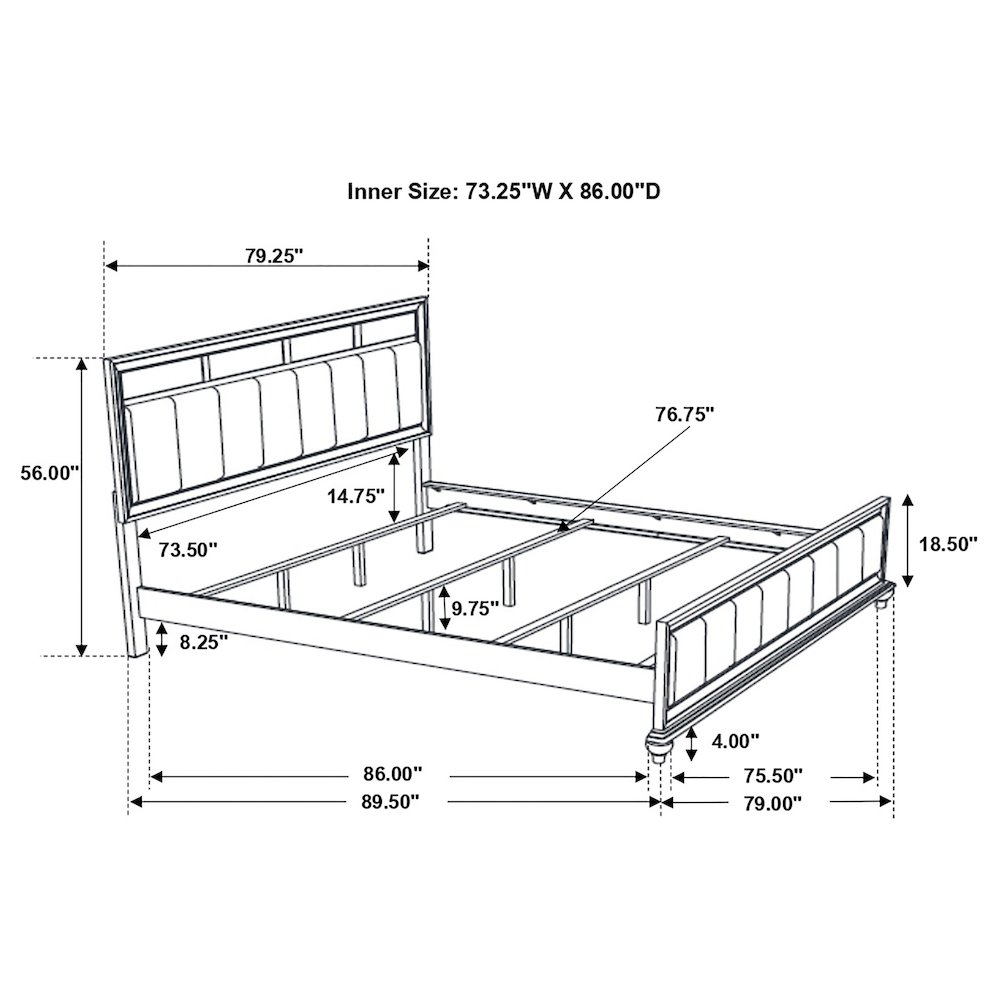 Barzini Wood California King Panel Bed White. Picture 11