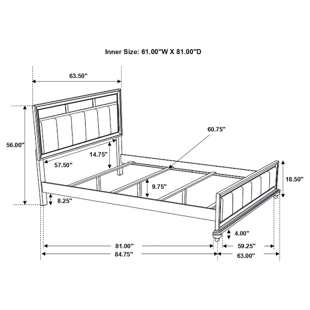 Barzini Wood Queen Panel Bed White. Picture 11