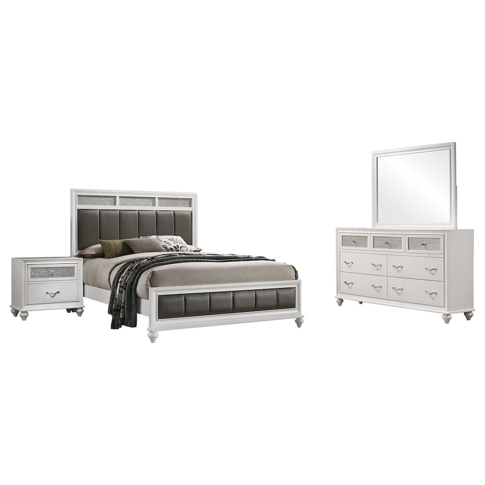Barzini 4-piece Queen Bedroom Set White. Picture 2