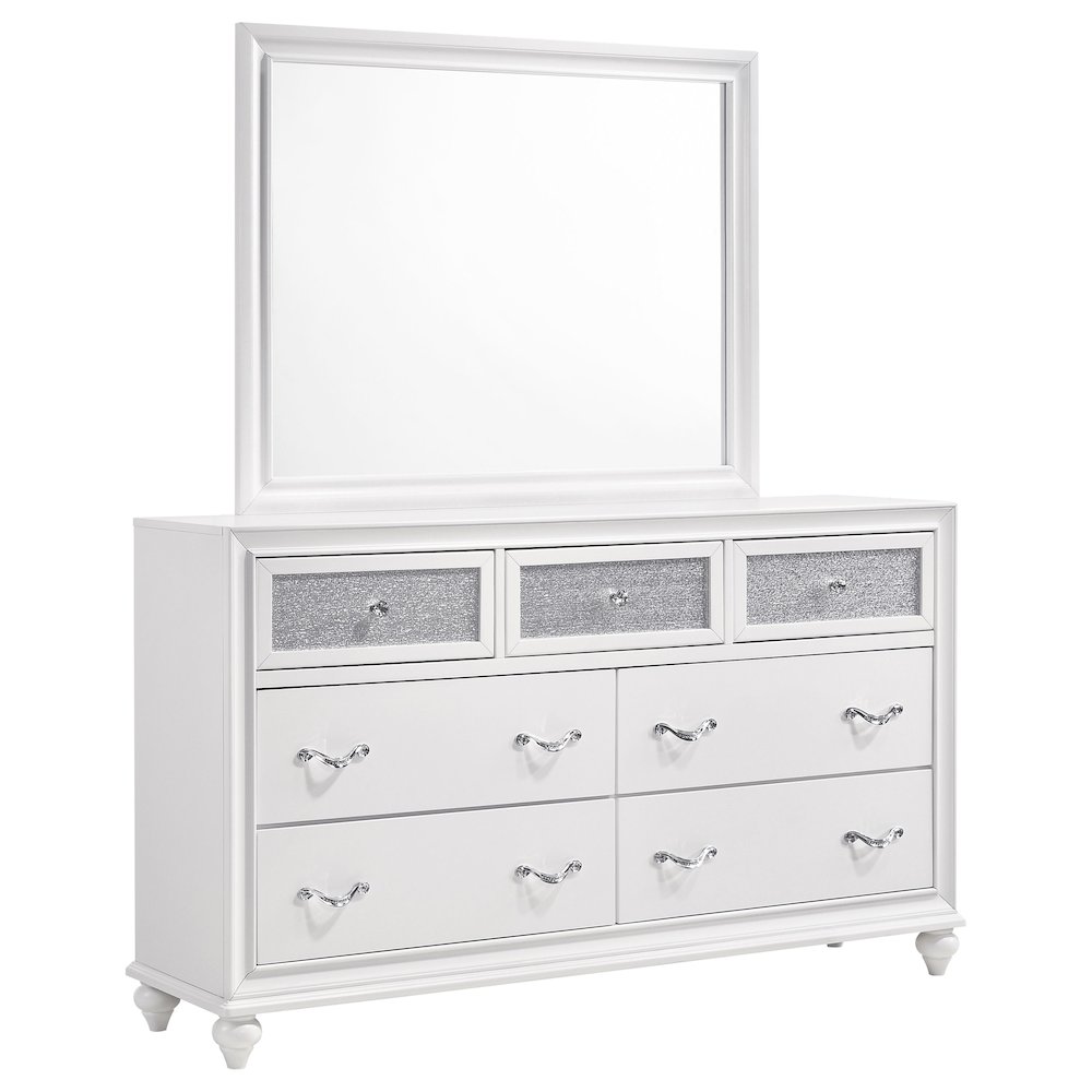 Barzini 7-drawer Dresser with Mirror White. Picture 1