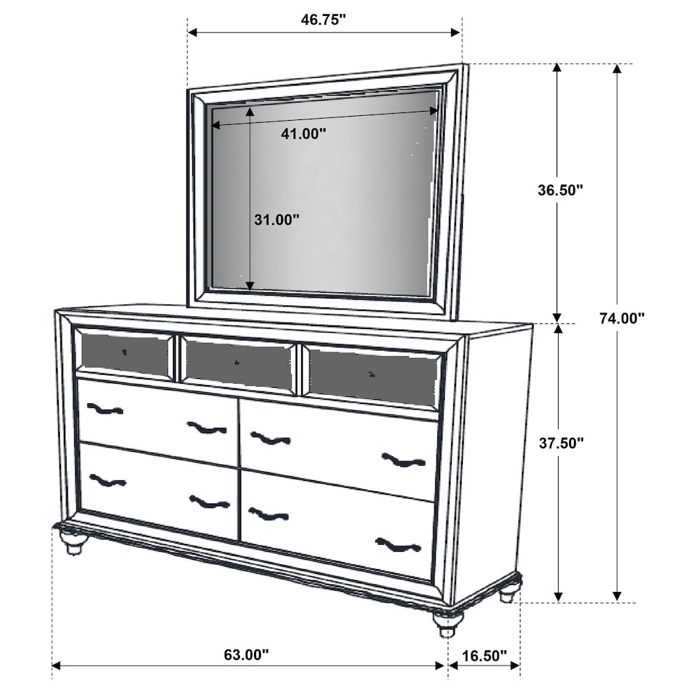 Barzini 7-drawer Dresser with Mirror White. Picture 13