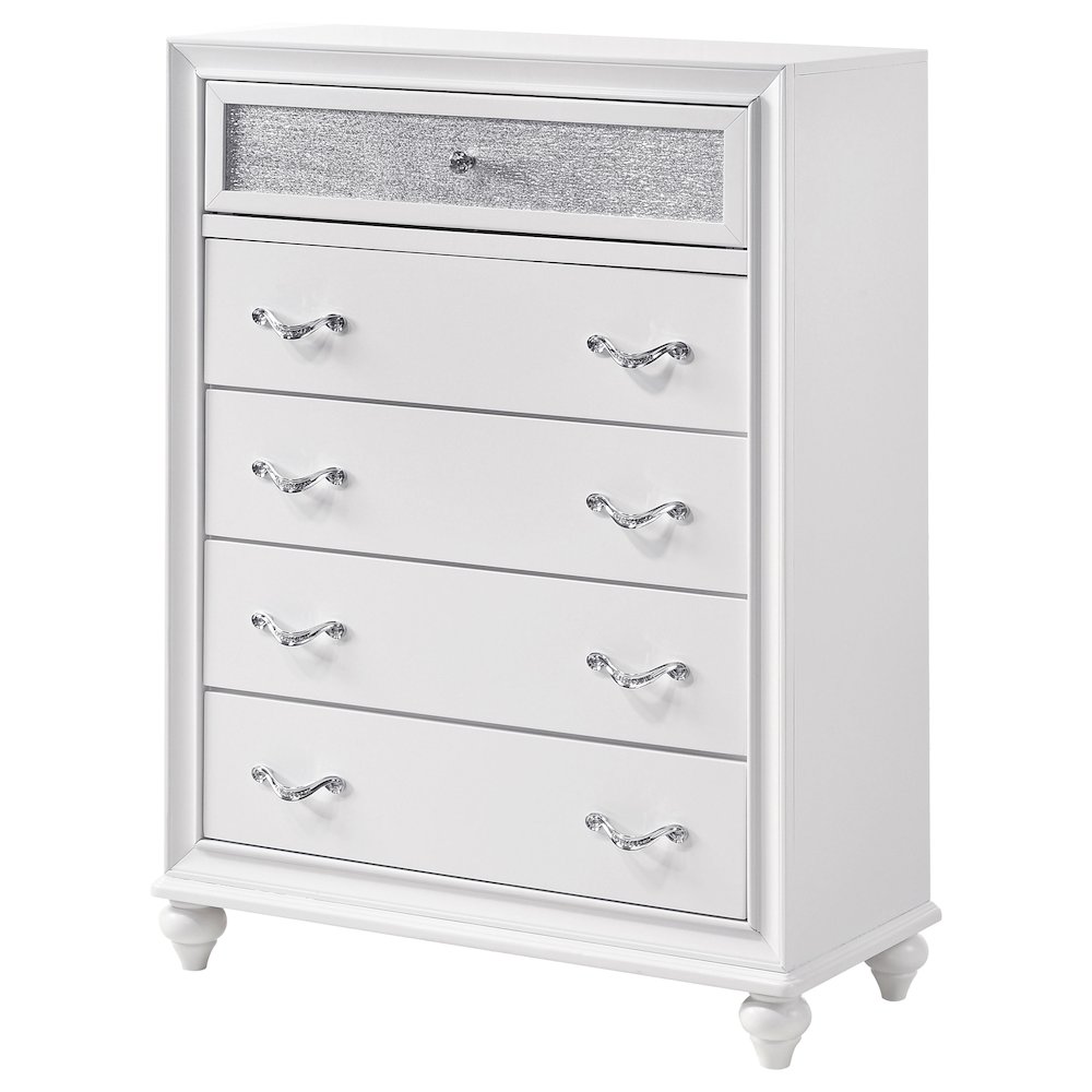 Barzini 5-drawer Bedroom Chest White. Picture 4