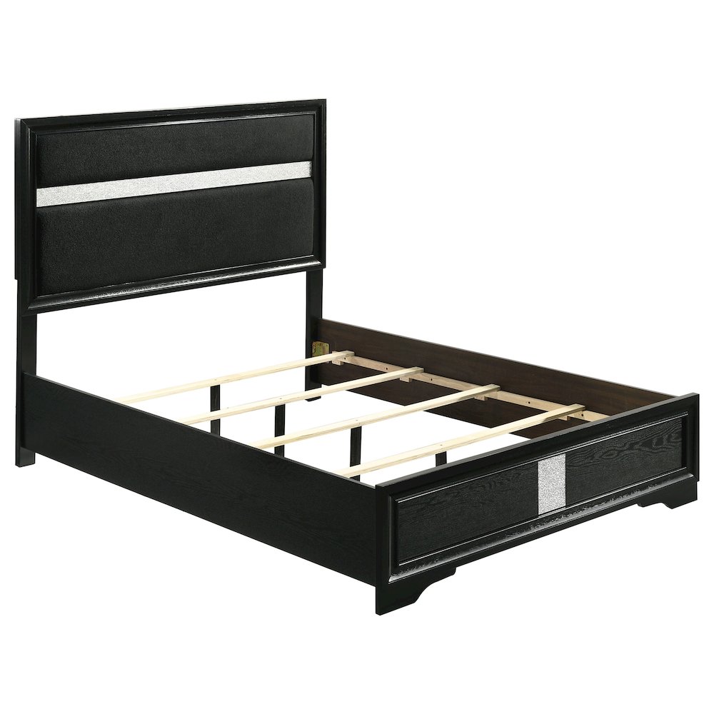 Miranda 54-inch Upholstered Full Panel Bed Black. Picture 1