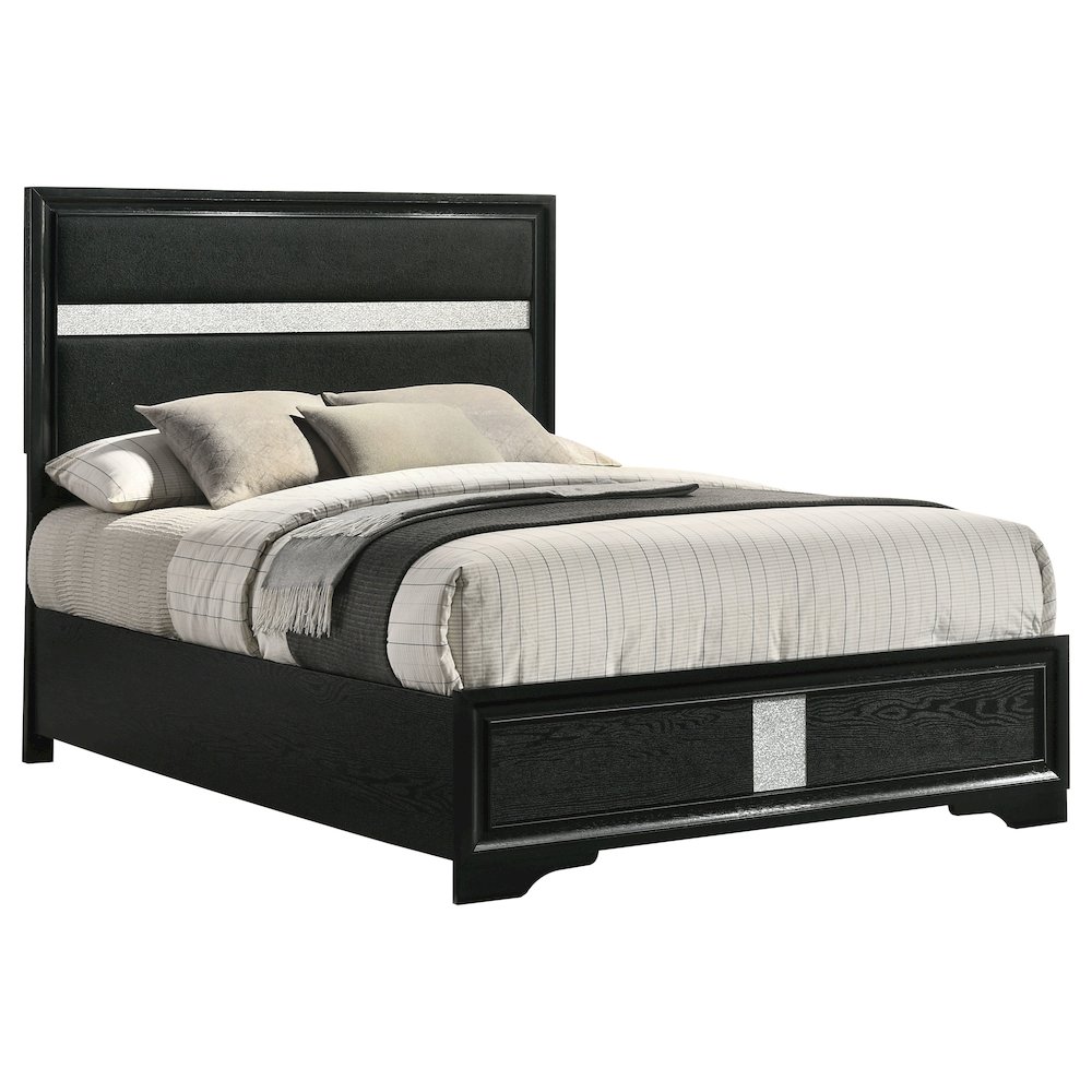 Miranda 54-inch Upholstered Full Panel Bed Black. Picture 3