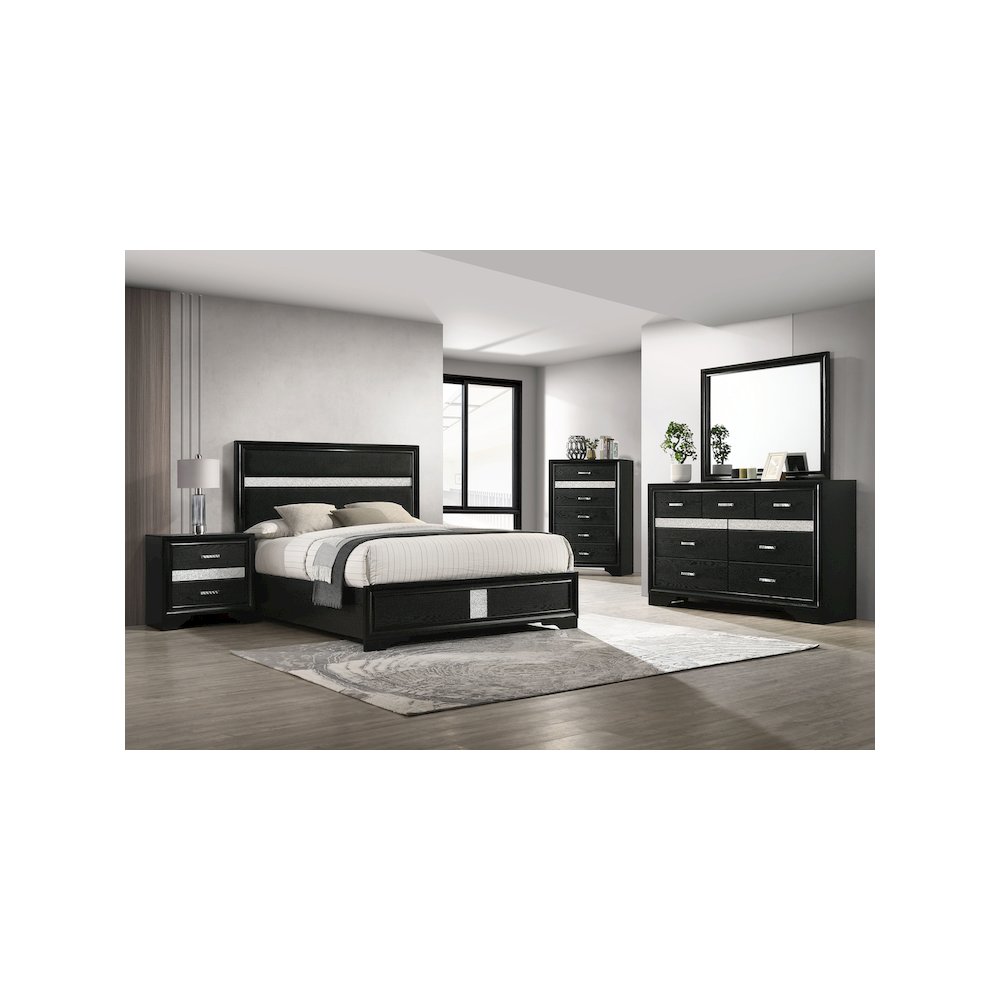 Miranda 54-inch Upholstered Full Panel Bed Black. Picture 9