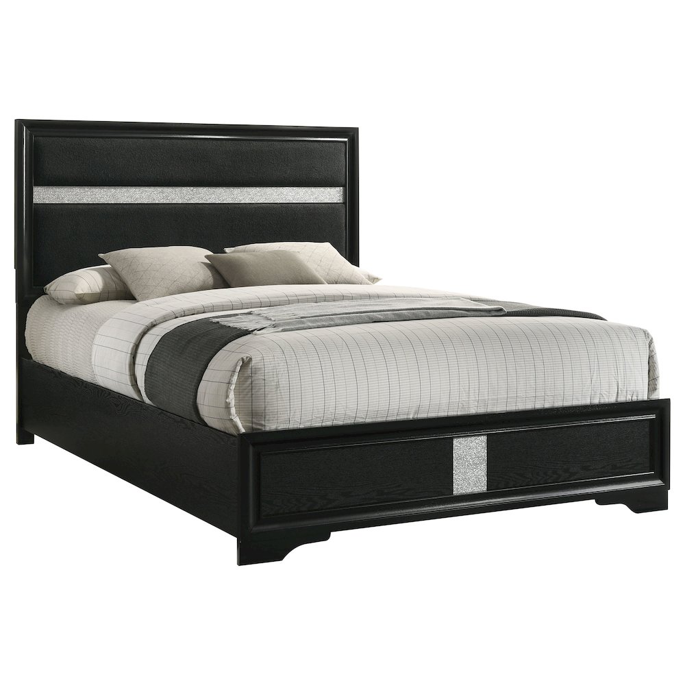 Miranda 54-inch Upholstered Queen Panel Bed Black. Picture 3