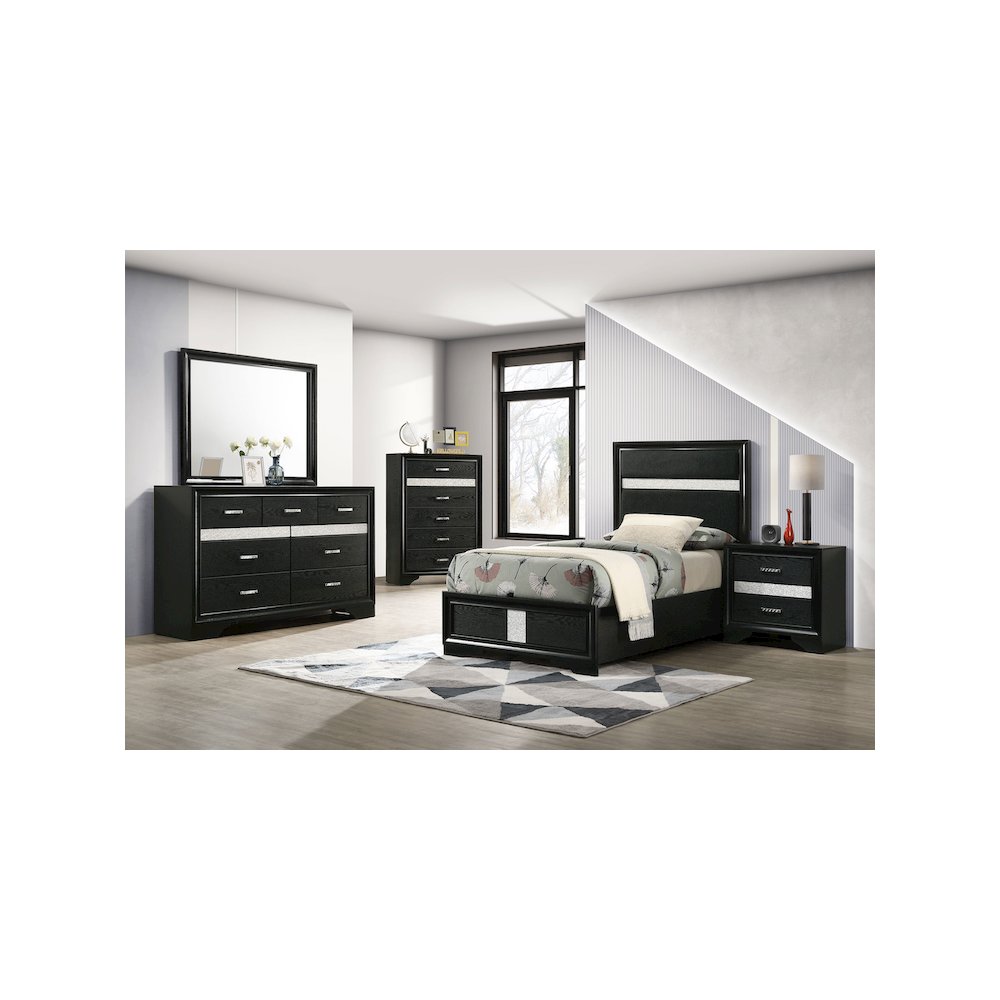 Miranda 54-inch Upholstered Twin Panel Bed Black. Picture 7
