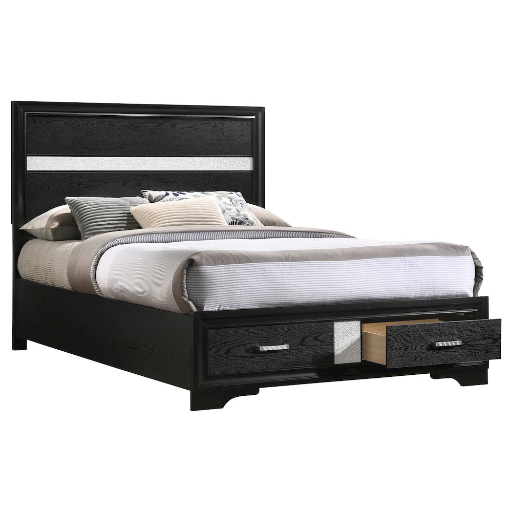 Miranda 51-inch Wood Full Storage Panel Bed Black. Picture 3