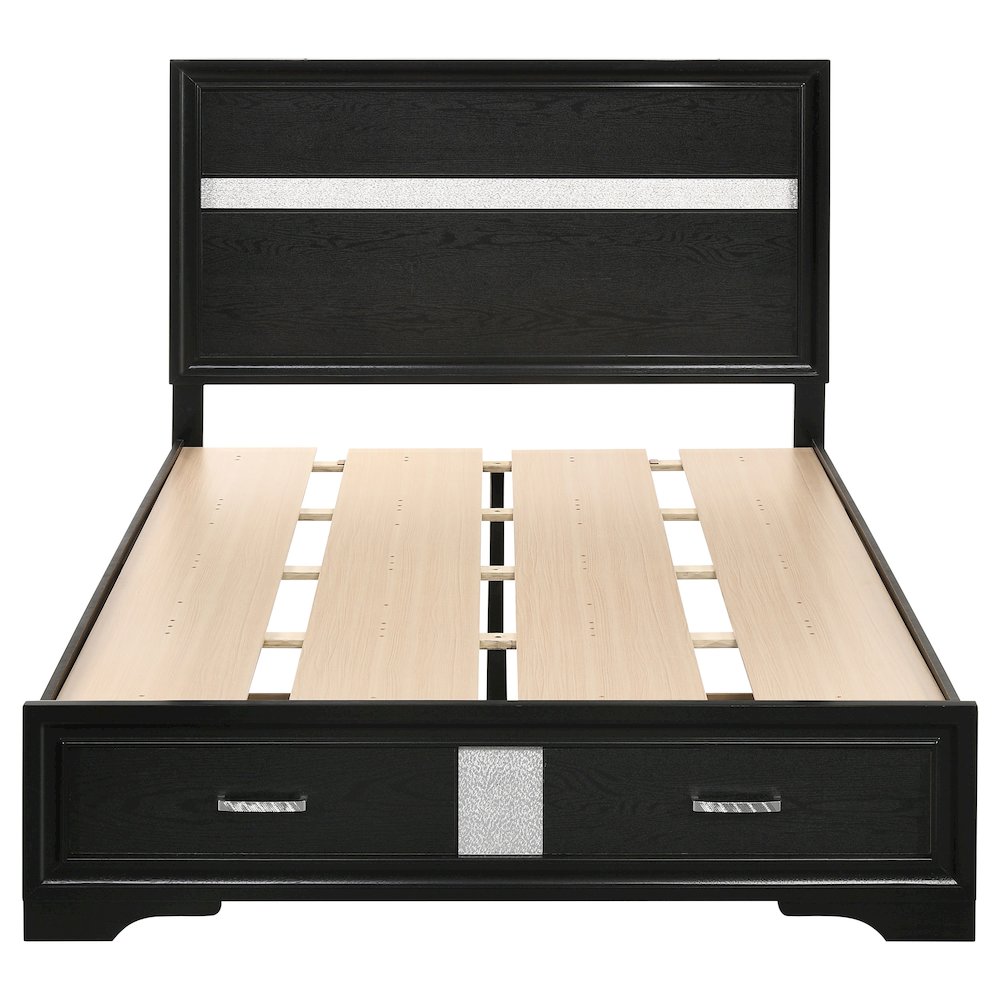 Miranda 51-inch Wood Full Storage Panel Bed Black. Picture 4