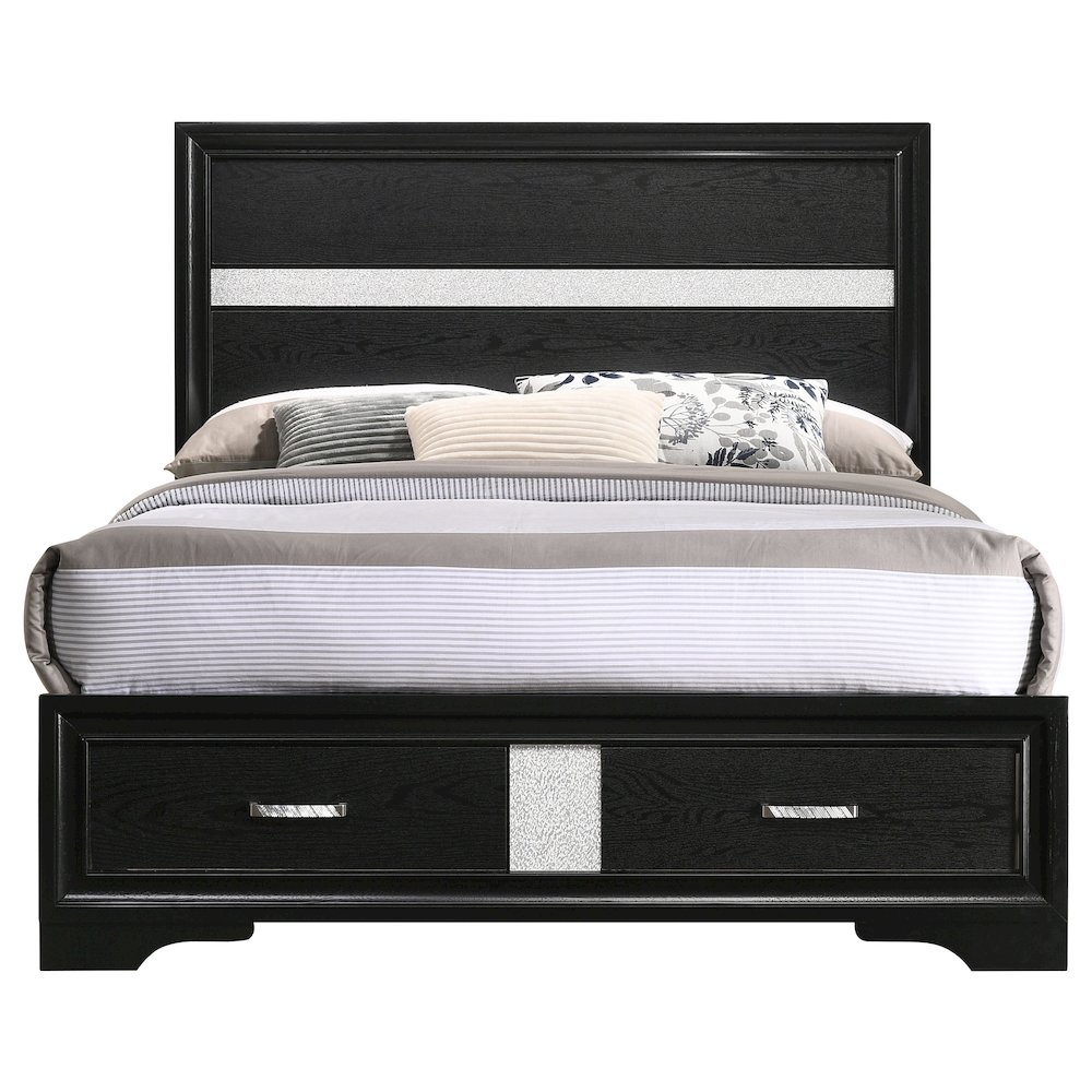 Miranda 51-inch Wood Full Storage Panel Bed Black. Picture 5