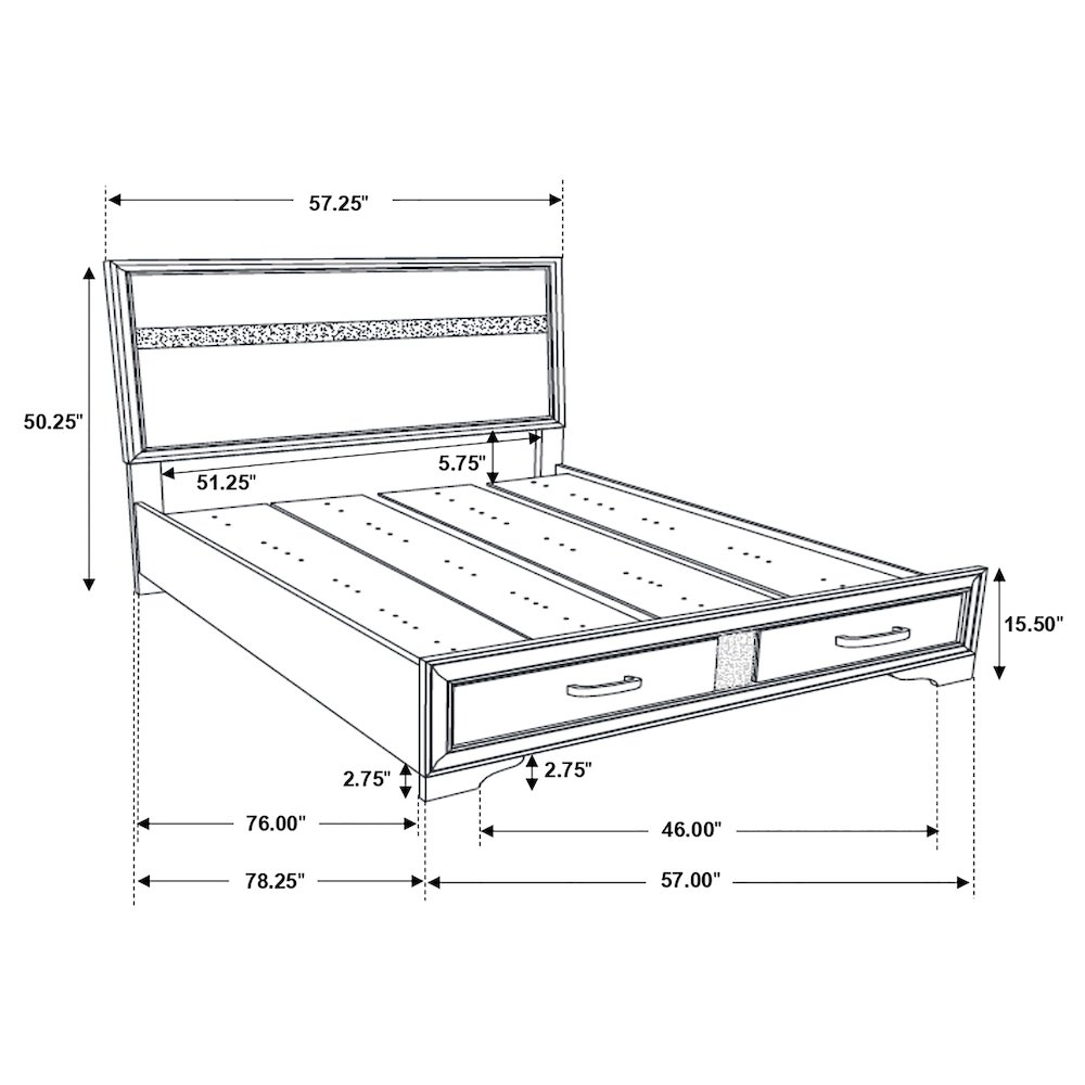 Miranda 51-inch Wood Full Storage Panel Bed Black. Picture 15