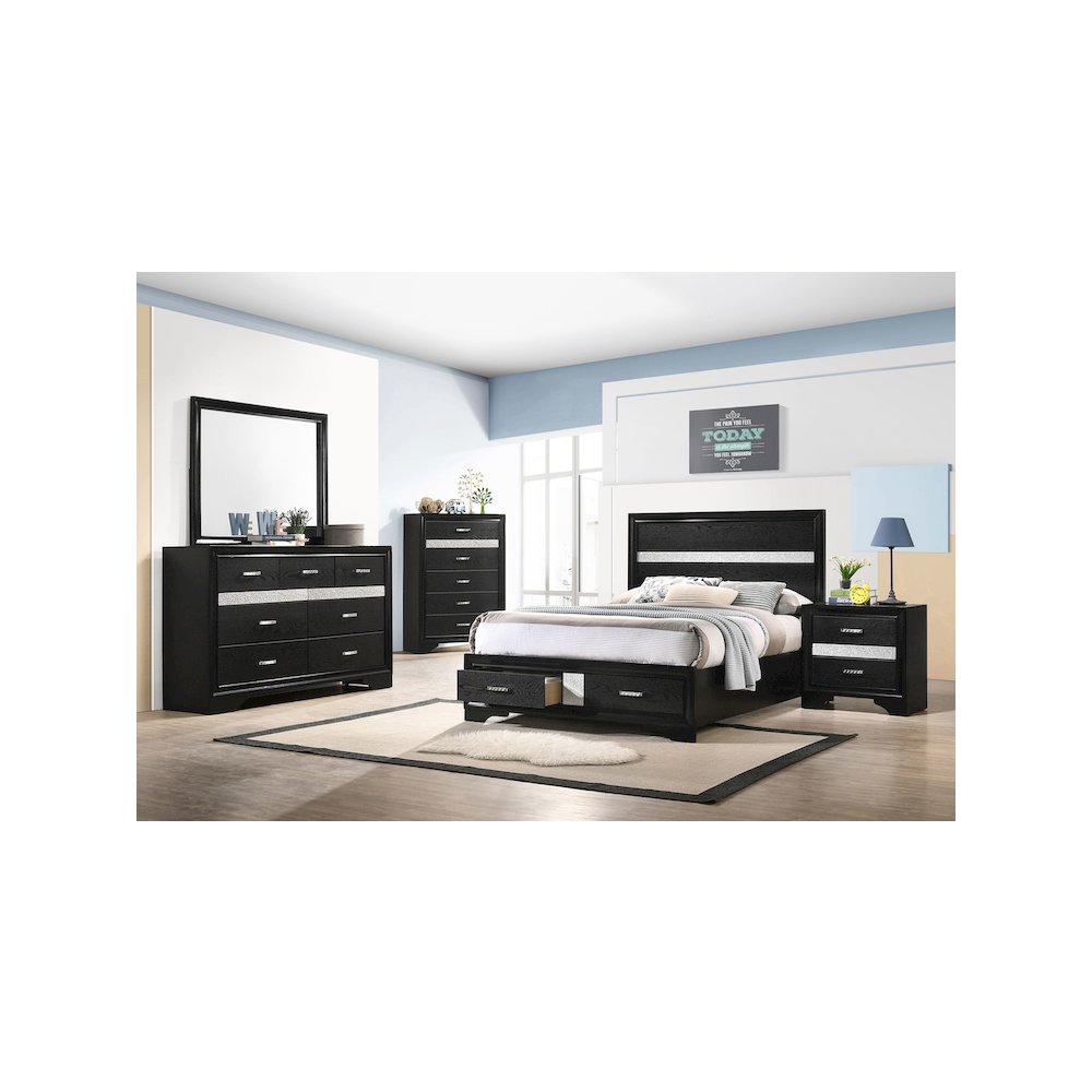 Miranda 51-inch Wood Full Storage Panel Bed Black. Picture 13