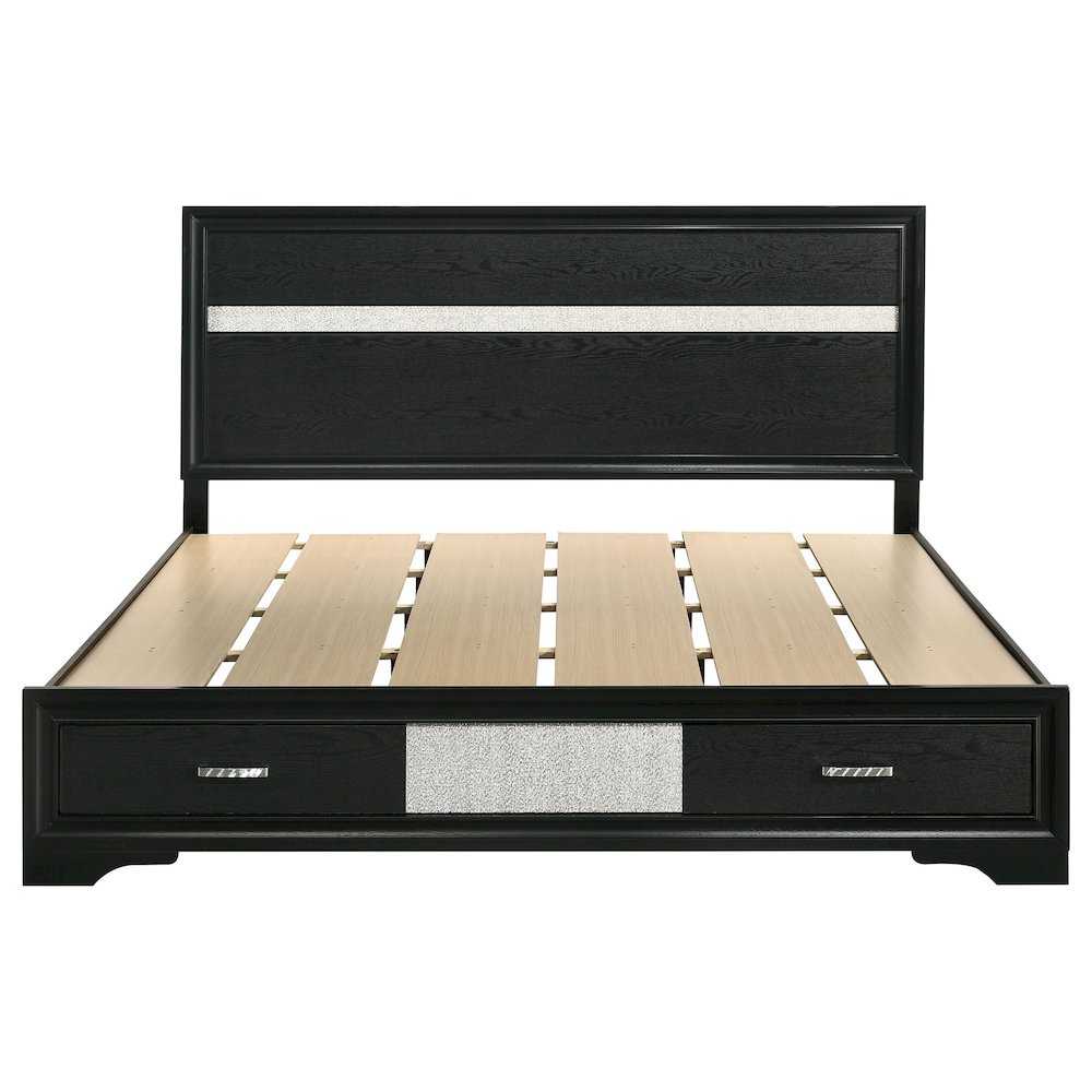 Miranda 51-inch Wood California King Storage Panel Bed Black. Picture 4