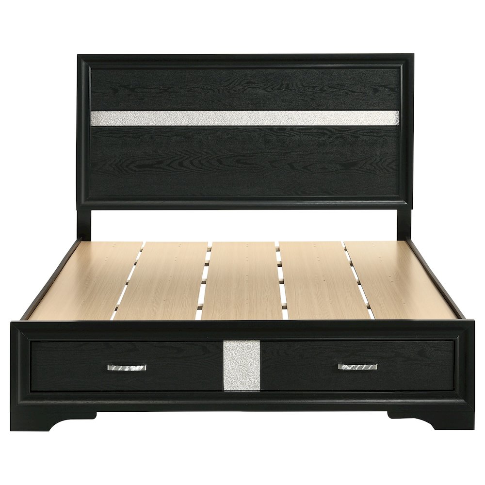 Miranda 51-inch Wood Queen Storage Panel Bed Black. Picture 4