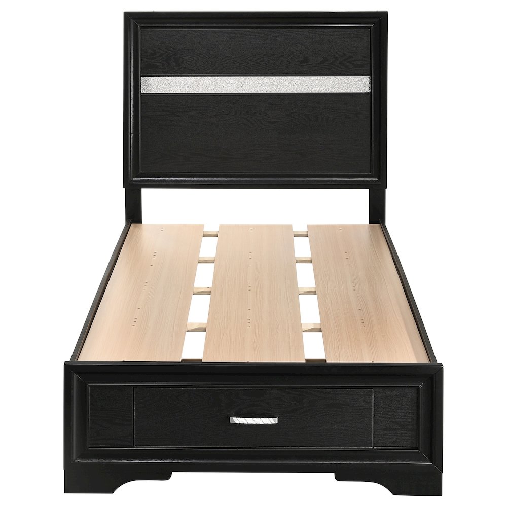 Miranda 51-inch Wood Twin Storage Panel Bed Black. Picture 4