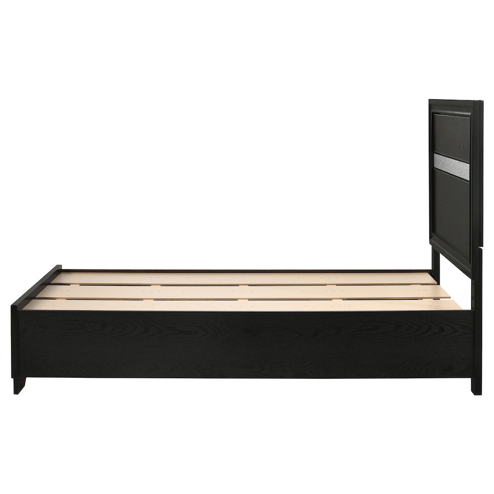 Miranda 51-inch Wood Twin Storage Panel Bed Black. Picture 6