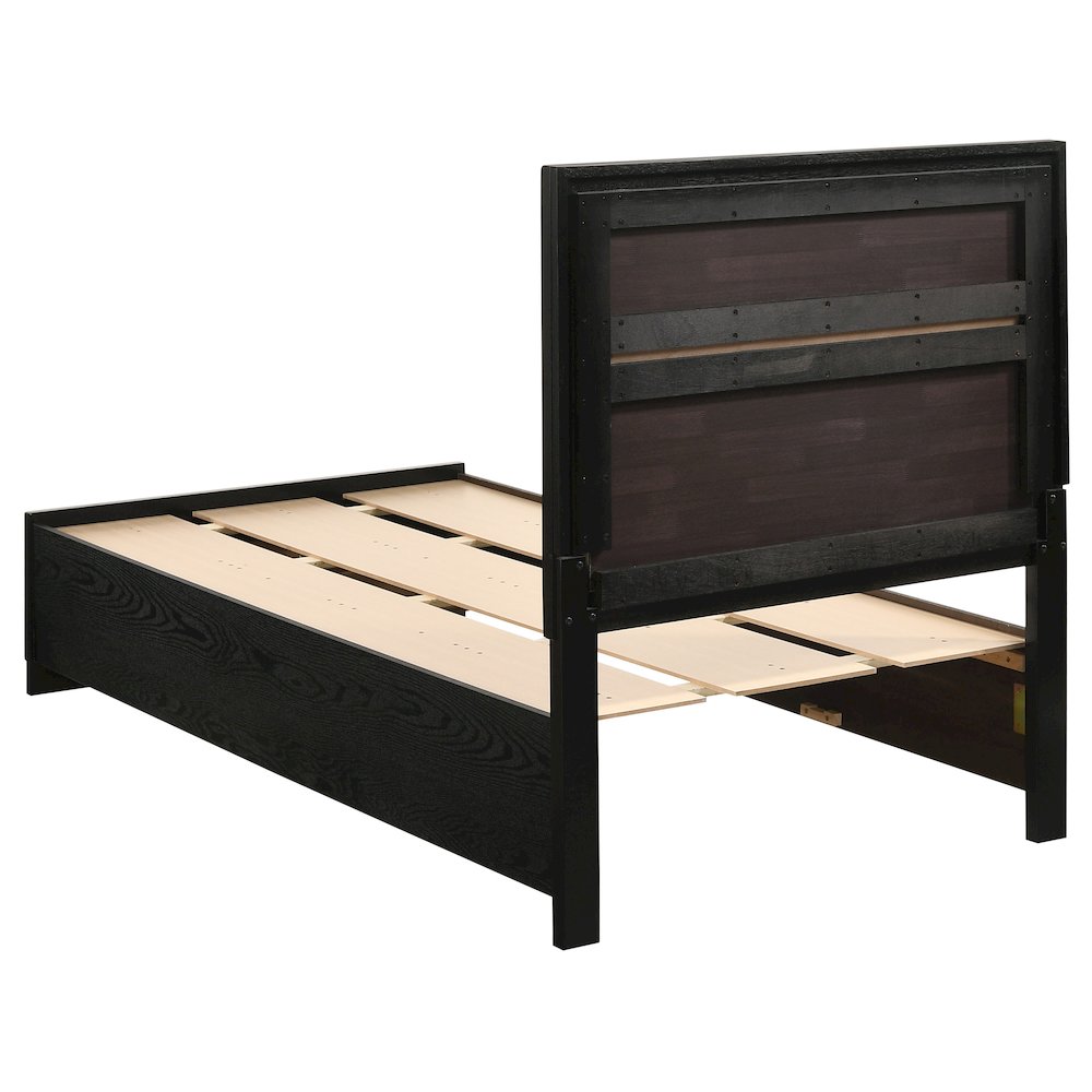 Miranda 51-inch Wood Twin Storage Panel Bed Black. Picture 7