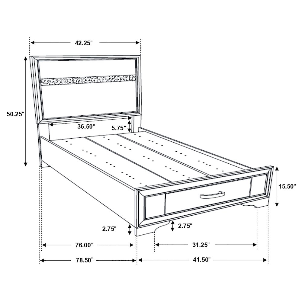 Miranda 51-inch Wood Twin Storage Panel Bed Black. Picture 15