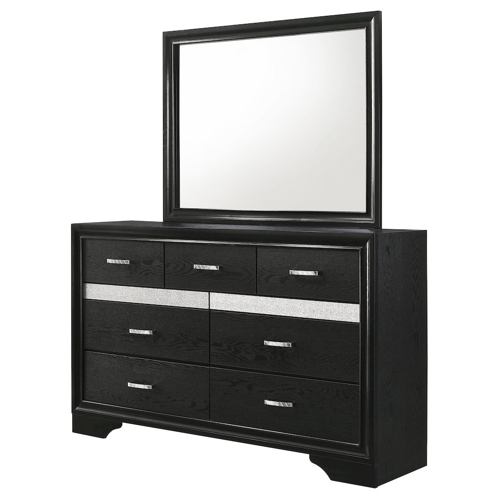 Miranda 7-drawer Dresser with Mirror Black. Picture 4