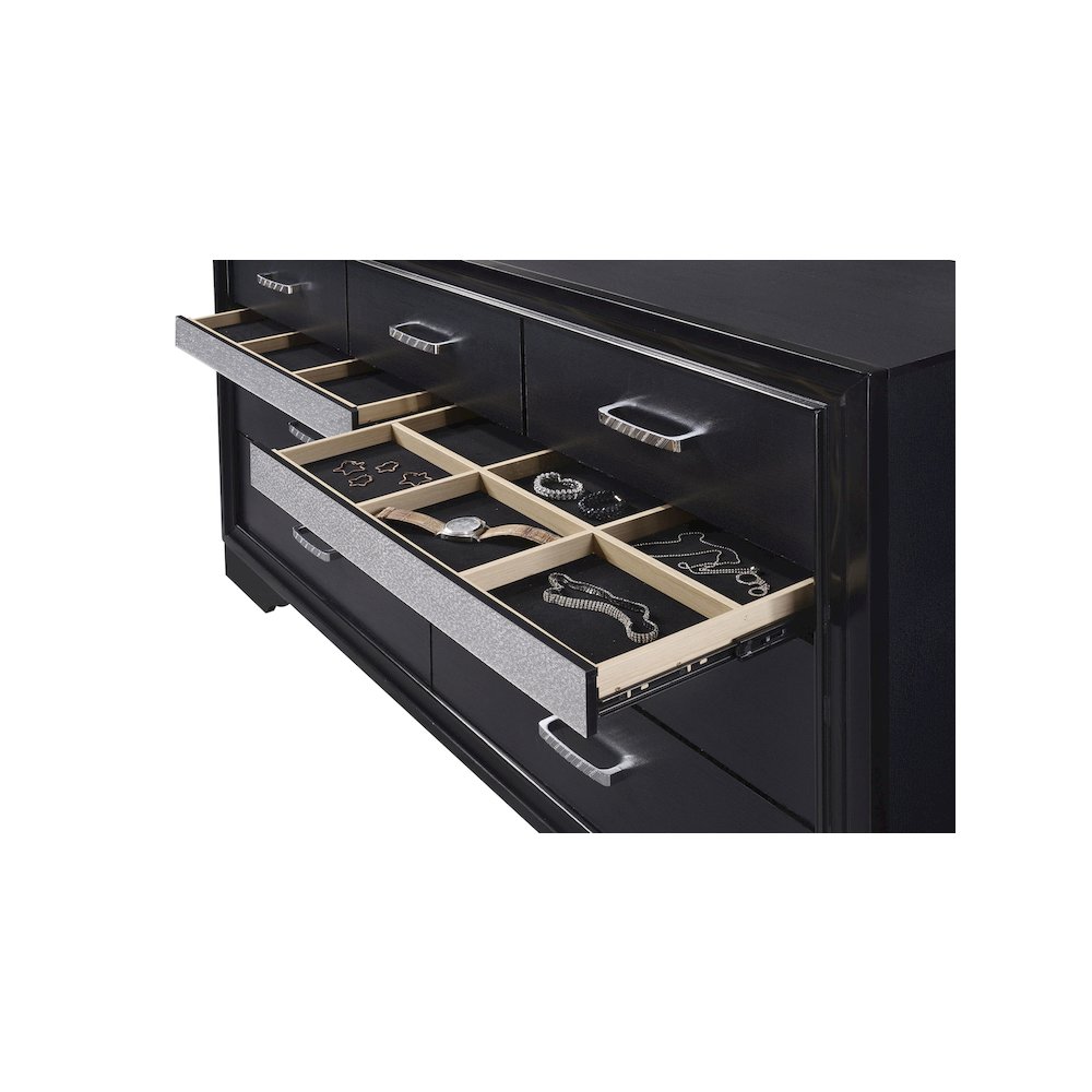 Miranda 7-drawer Dresser with Mirror Black. Picture 13