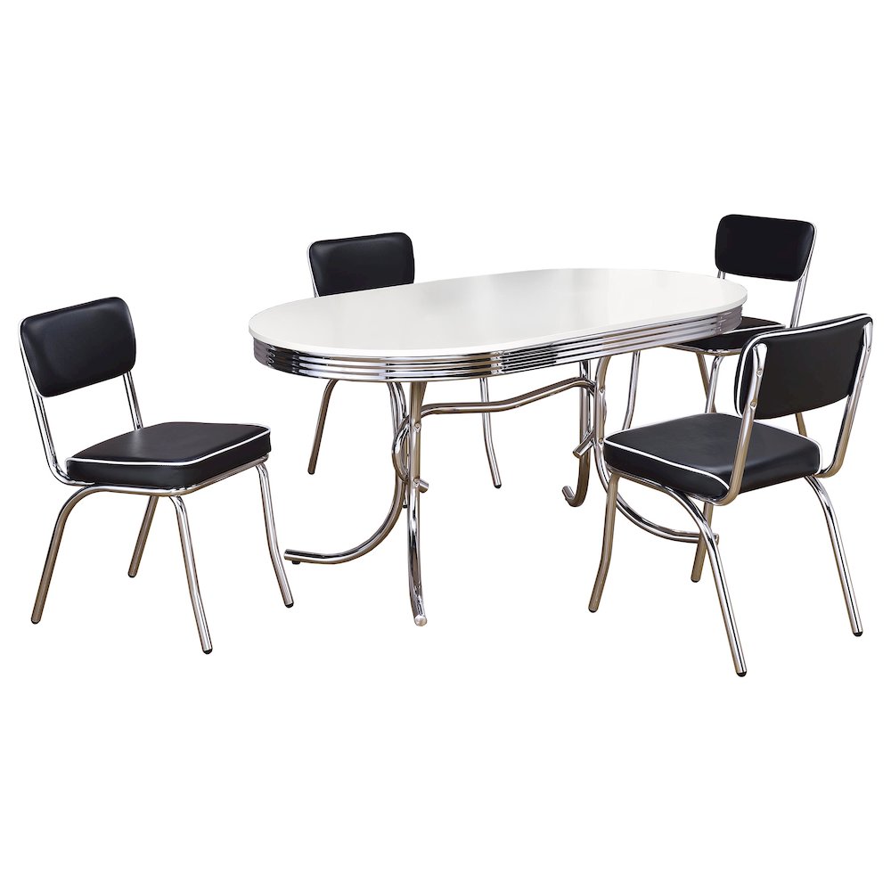 Retro 5-piece Oval Dining Table Set White and Black. Picture 1