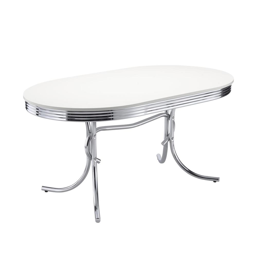 Elegant Oval Dining Set with 5 Pieces in Glossy White and Black Finish. Picture 2