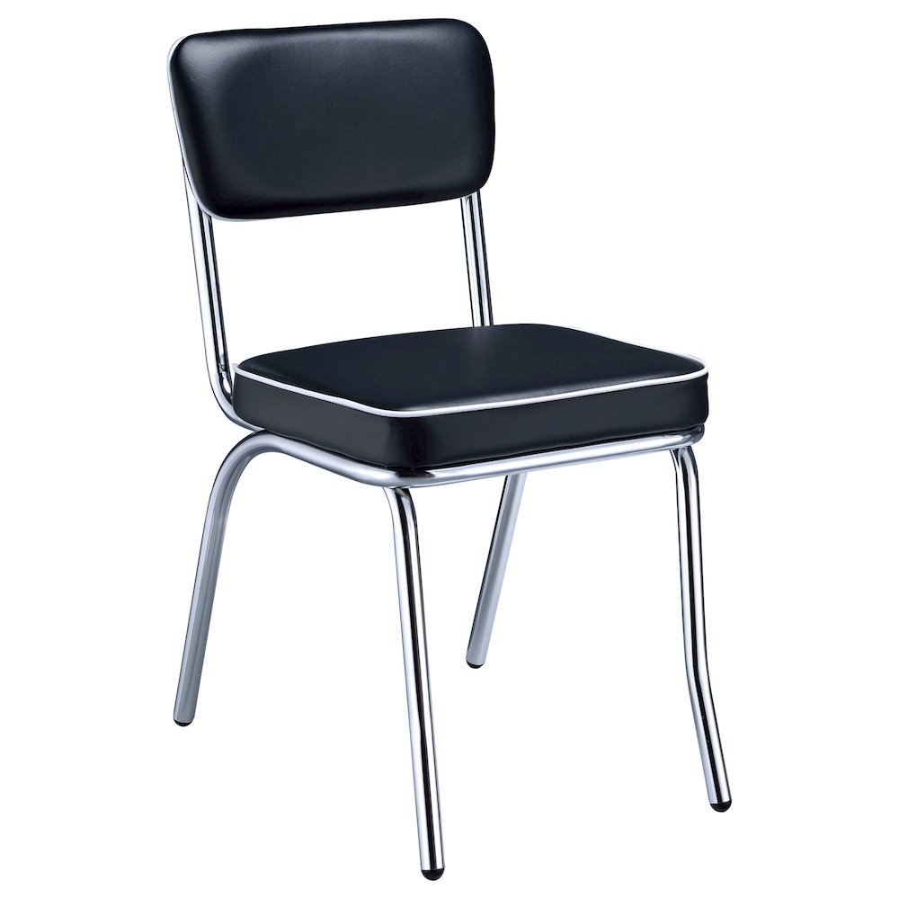 Retro Upholstered Dining Side Chair Black (Set of 2). Picture 3