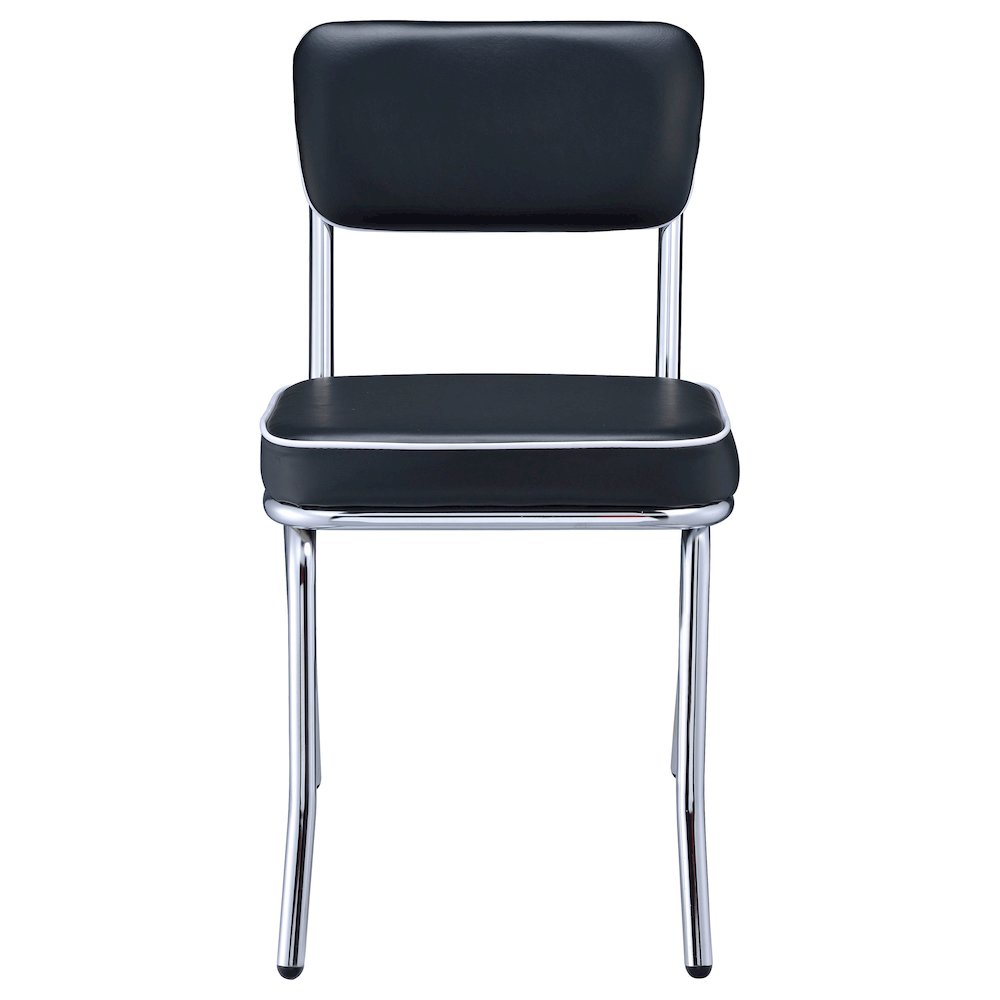 Retro Upholstered Dining Side Chair Black (Set of 2). Picture 4