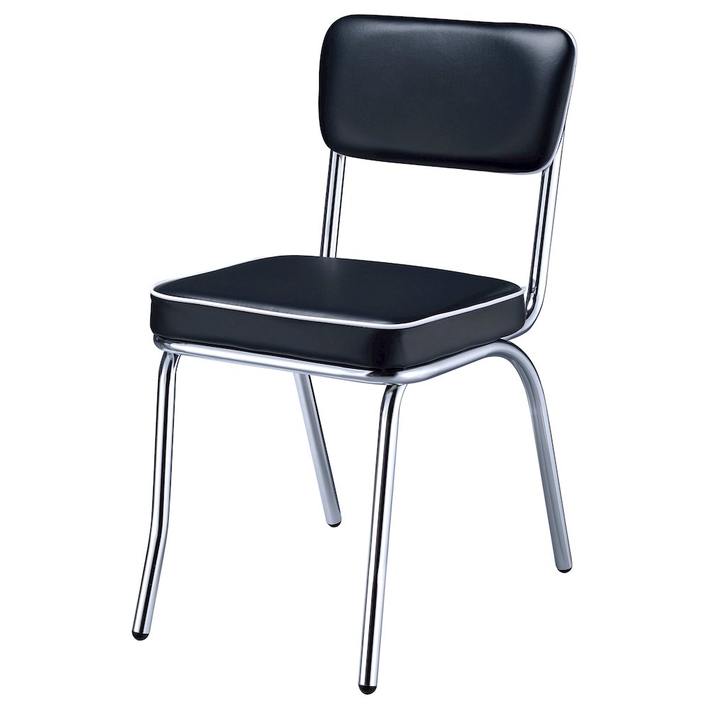 Retro Upholstered Dining Side Chair Black (Set of 2). Picture 5