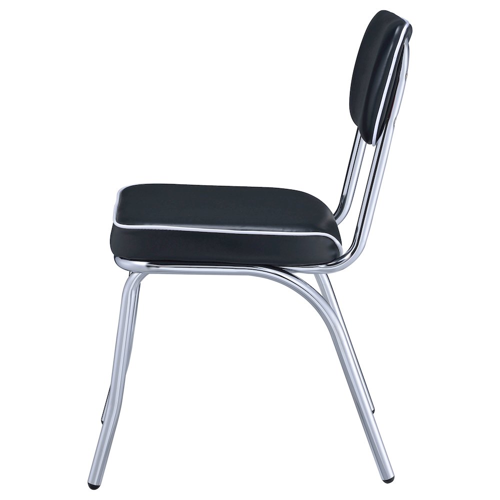Retro Upholstered Dining Side Chair Black (Set of 2). Picture 6